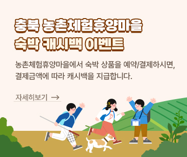 농촌체험휴양마을 숙박 캐시백 이벤트